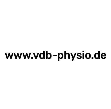 Website-URL von VDB Physiotherapie in schwarzer Schrift auf weißem Hintergrund.